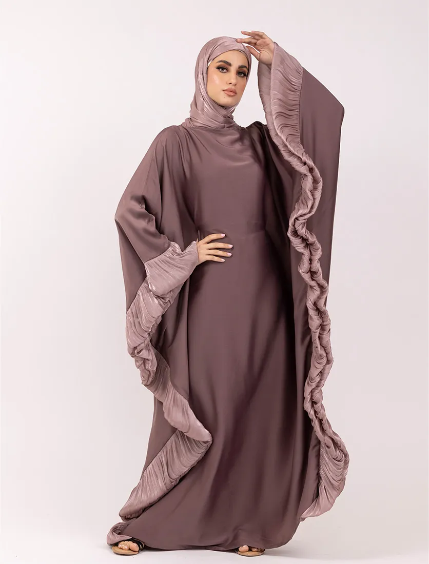 Mauve Organza Trim Kaftan